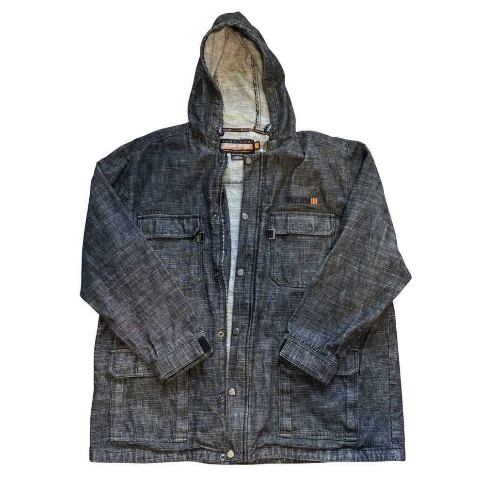 Used Phat Farm Men Sport Utility Garments Denim Jacket Sz 3XL Vintage Streetwear